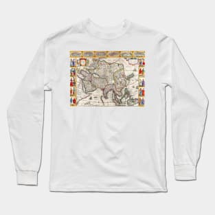 Henricus Hondius - Asia Map Circa 1631 -  Ancient Maps Long Sleeve T-Shirt